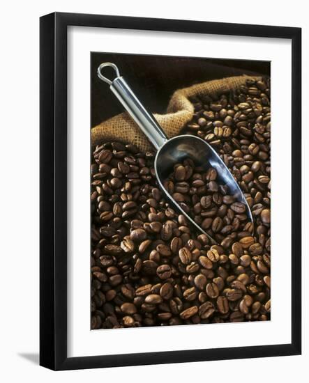 Coffee Beans with Metal Scoop in Sack-Vladimir Shulevsky-Framed Photographic Print