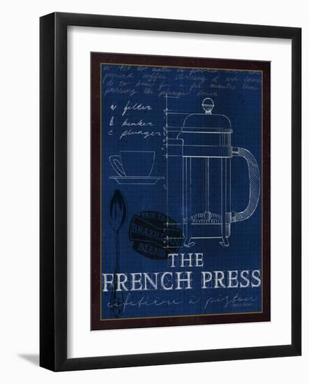 Coffee Blueprint I Indigo-Marco Fabiano-Framed Art Print