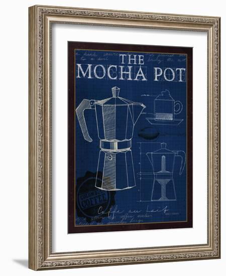 Coffee Blueprint II Indigo-Marco Fabiano-Framed Art Print