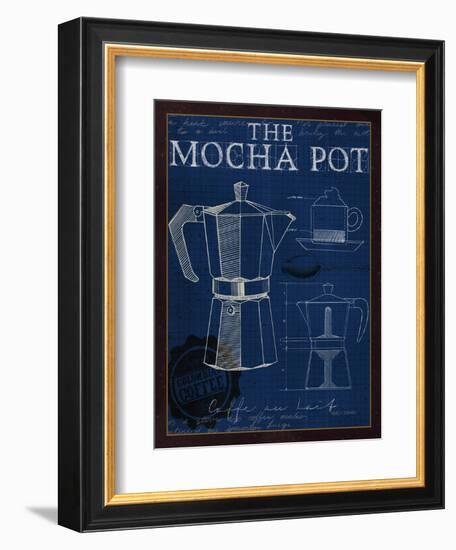 Coffee Blueprint II Indigo-Marco Fabiano-Framed Art Print