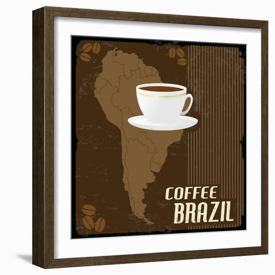 Coffee Brazil Vintage Poster-radubalint-Framed Art Print