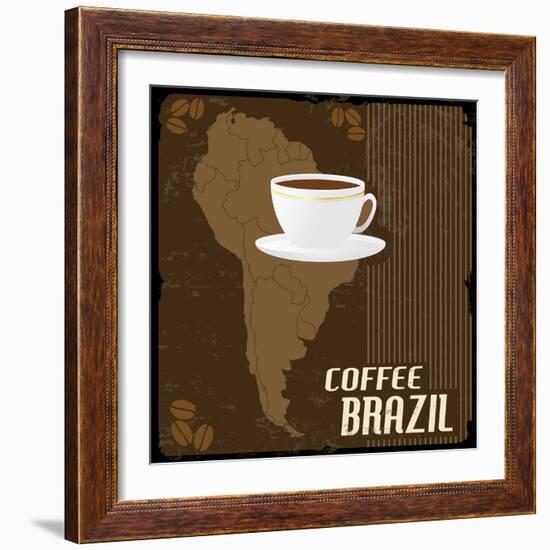 Coffee Brazil Vintage Poster-radubalint-Framed Art Print