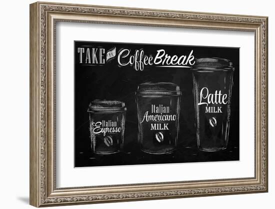 Coffee Break Blackboard-null-Framed Art Print