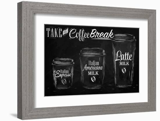 Coffee Break Blackboard-null-Framed Art Print