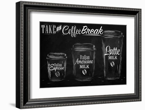 Coffee Break Blackboard-null-Framed Art Print