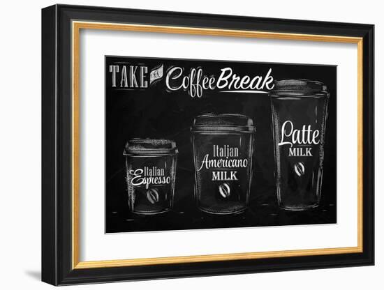 Coffee Break Blackboard-null-Framed Art Print