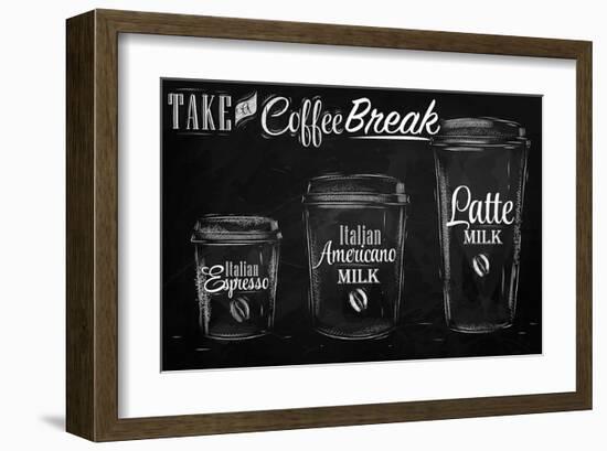 Coffee Break Blackboard-null-Framed Art Print