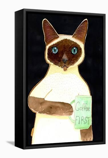 Coffee Cat 2 Siamese-Sharyn Bursic-Framed Premier Image Canvas