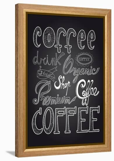 Coffee Chalkboard Illustration-cienpies-Framed Stretched Canvas