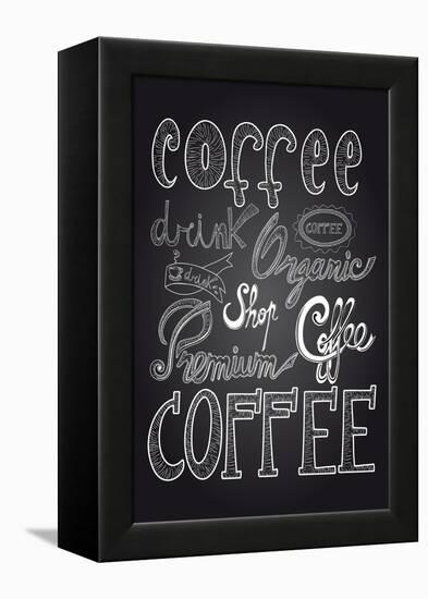 Coffee Chalkboard Illustration-cienpies-Framed Stretched Canvas