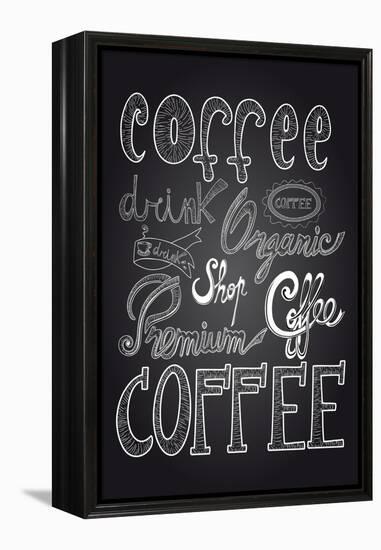 Coffee Chalkboard Illustration-cienpies-Framed Stretched Canvas