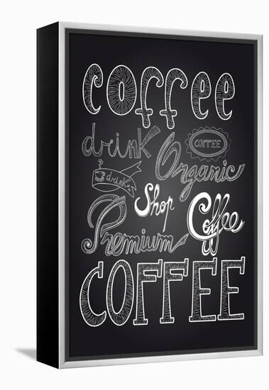 Coffee Chalkboard Illustration-cienpies-Framed Stretched Canvas