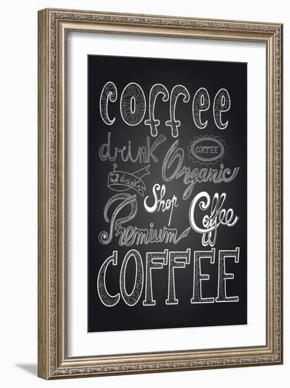 Coffee Chalkboard Illustration-cienpies-Framed Art Print