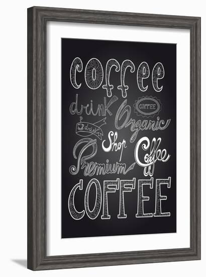 Coffee Chalkboard Illustration-cienpies-Framed Art Print