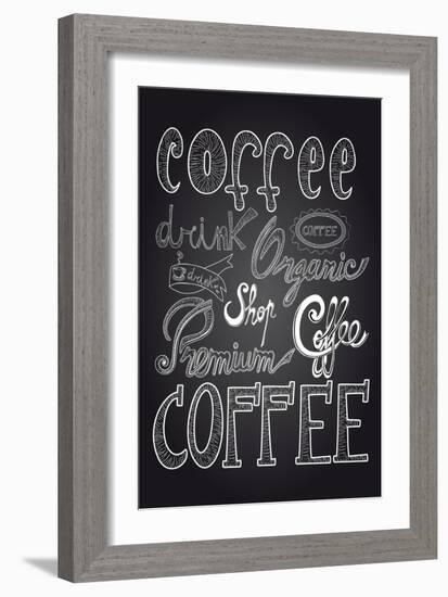 Coffee Chalkboard Illustration-cienpies-Framed Art Print