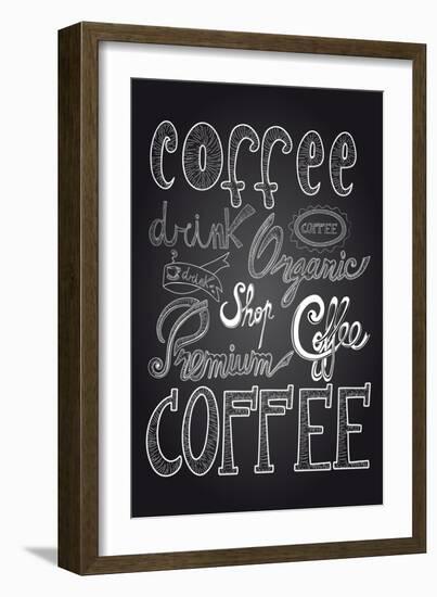 Coffee Chalkboard Illustration-cienpies-Framed Art Print