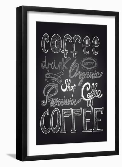 Coffee Chalkboard Illustration-cienpies-Framed Art Print