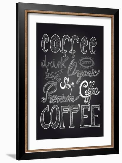 Coffee Chalkboard Illustration-cienpies-Framed Art Print