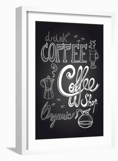 Coffee Chalkboard Illustration-cienpies-Framed Art Print