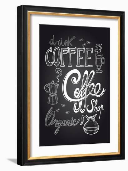 Coffee Chalkboard Illustration-cienpies-Framed Art Print