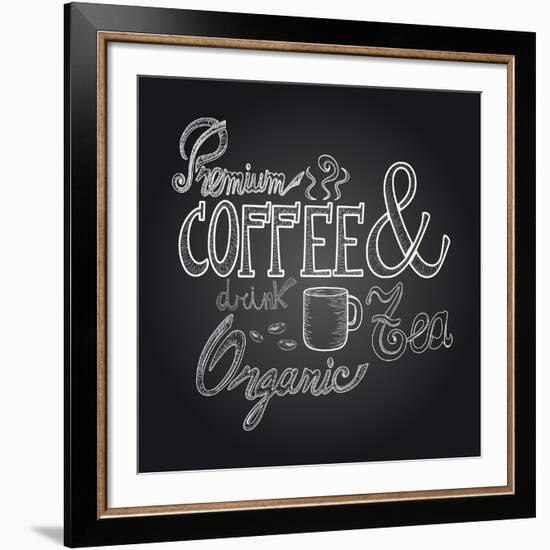 Coffee Chalkboard Illustration-cienpies-Framed Art Print