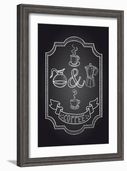 Coffee Chalkboard Illustration-cienpies-Framed Art Print