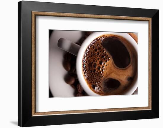 Coffee Crema in White Cup-null-Framed Premium Giclee Print