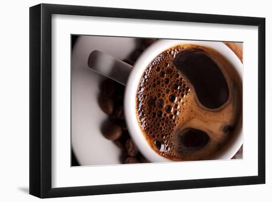 Coffee Crema in White Cup-null-Framed Art Print