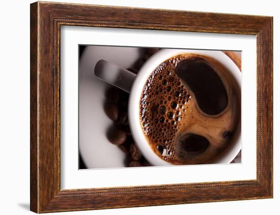 Coffee Crema in White Cup-null-Framed Art Print