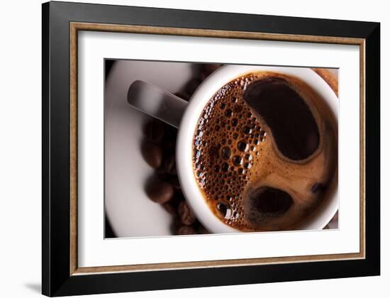 Coffee Crema in White Cup-null-Framed Art Print