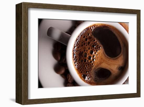 Coffee Crema in White Cup-null-Framed Art Print