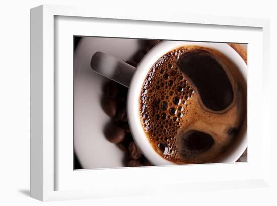 Coffee Crema in White Cup-null-Framed Art Print