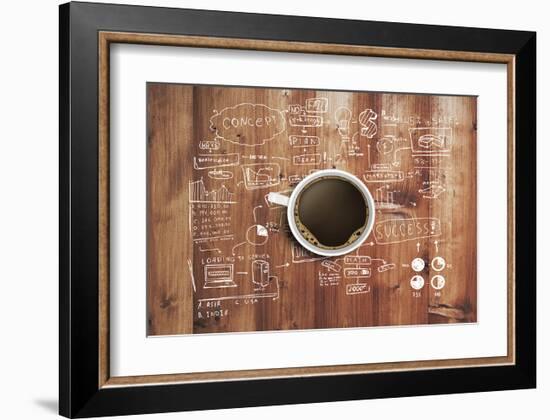 Coffee Cup And Business Plan-null-Framed Art Print