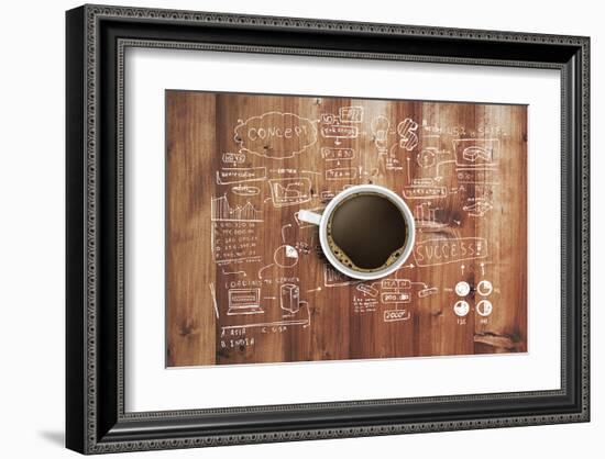 Coffee Cup And Business Plan-null-Framed Art Print