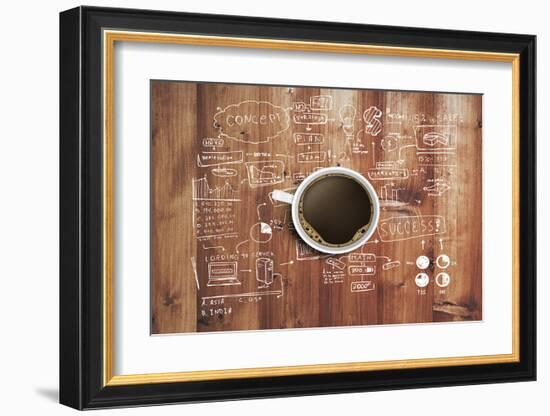 Coffee Cup And Business Plan-null-Framed Art Print