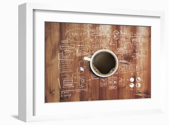 Coffee Cup And Business Plan-null-Framed Art Print