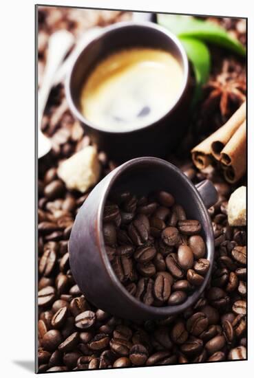 Coffee Cup And Roasted Coffee Beans-klenova-Mounted Art Print