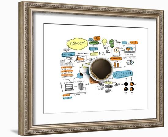 Coffee Cup & Business Strategy-null-Framed Art Print