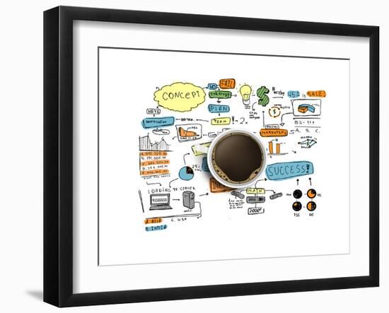 Coffee Cup & Business Strategy-null-Framed Art Print