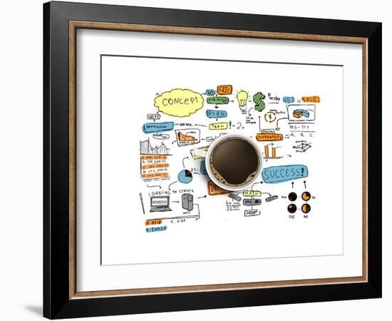 Coffee Cup & Business Strategy-null-Framed Art Print