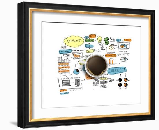 Coffee Cup & Business Strategy-null-Framed Art Print