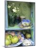 Coffee Cup, Flowers and Bowl of Apples on Shelves-Linda Burgess-Mounted Photographic Print