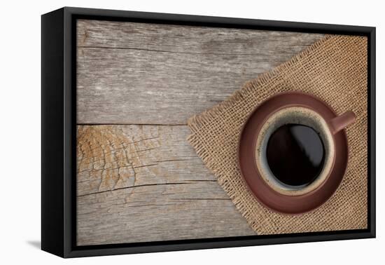 Coffee Cup on Wooden Table-karandaev-Framed Premier Image Canvas