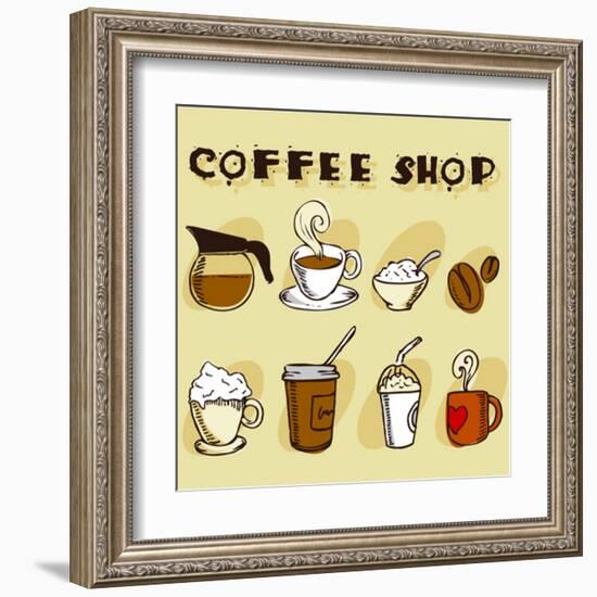 Coffee Design Elements-jackrust-Framed Art Print