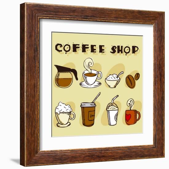 Coffee Design Elements-jackrust-Framed Art Print