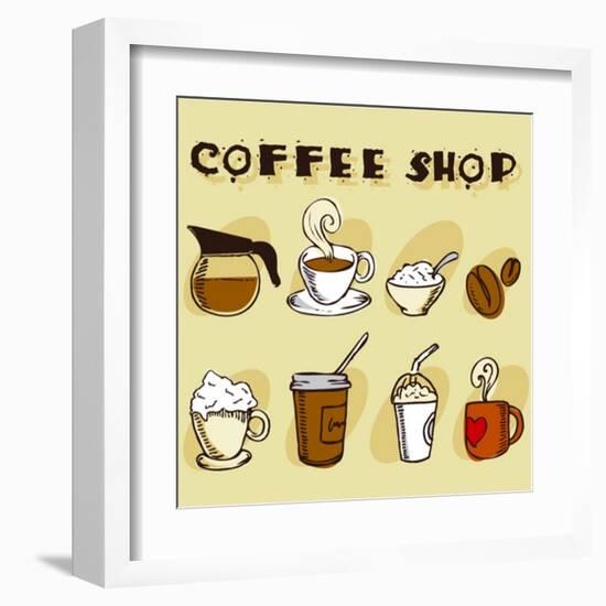 Coffee Design Elements-jackrust-Framed Art Print