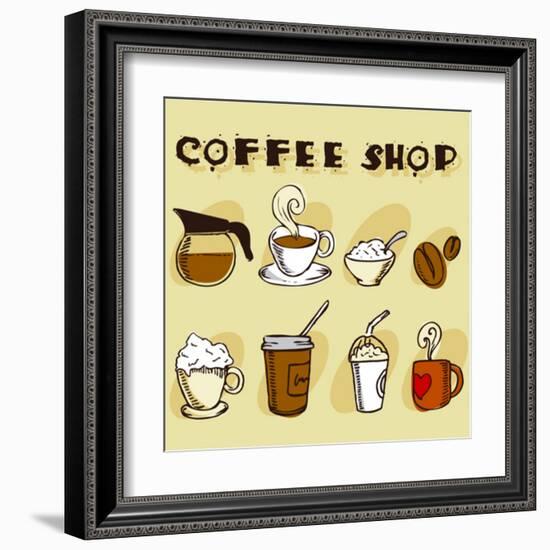 Coffee Design Elements-jackrust-Framed Art Print