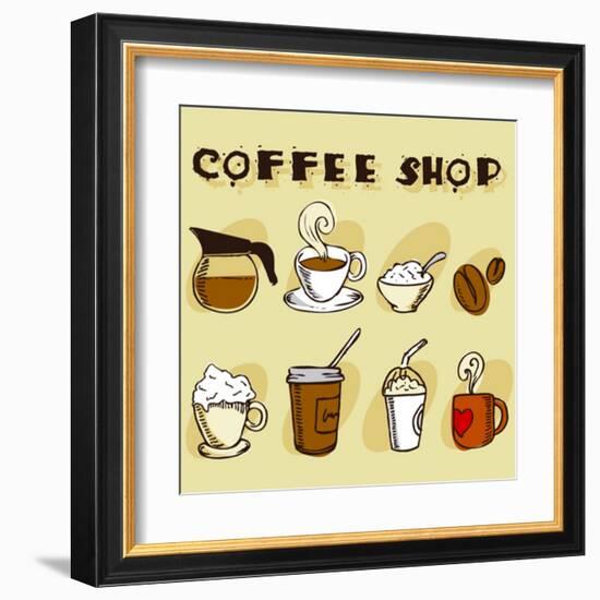 Coffee Design Elements-jackrust-Framed Art Print