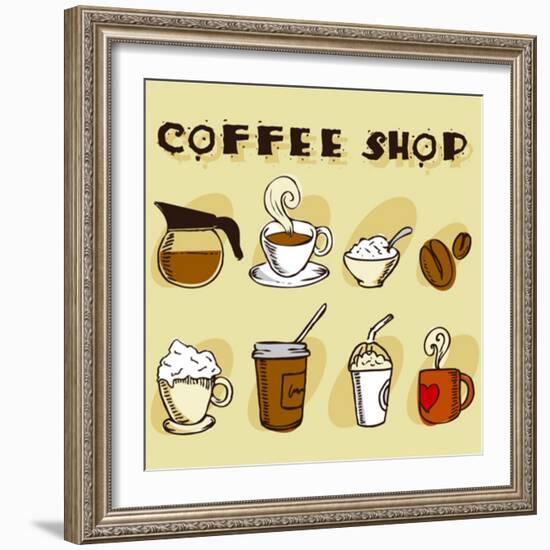 Coffee Design Elements-jackrust-Framed Art Print