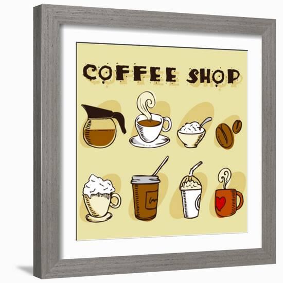 Coffee Design Elements-jackrust-Framed Art Print